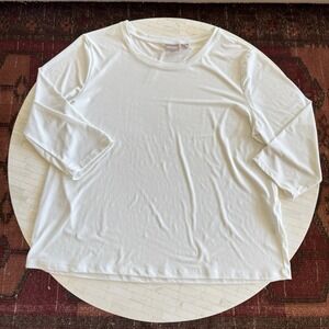 Chicos Top White 3 XL Stretch Layer Shirt 3/4 Sleeve Classic Basic Casual Wear